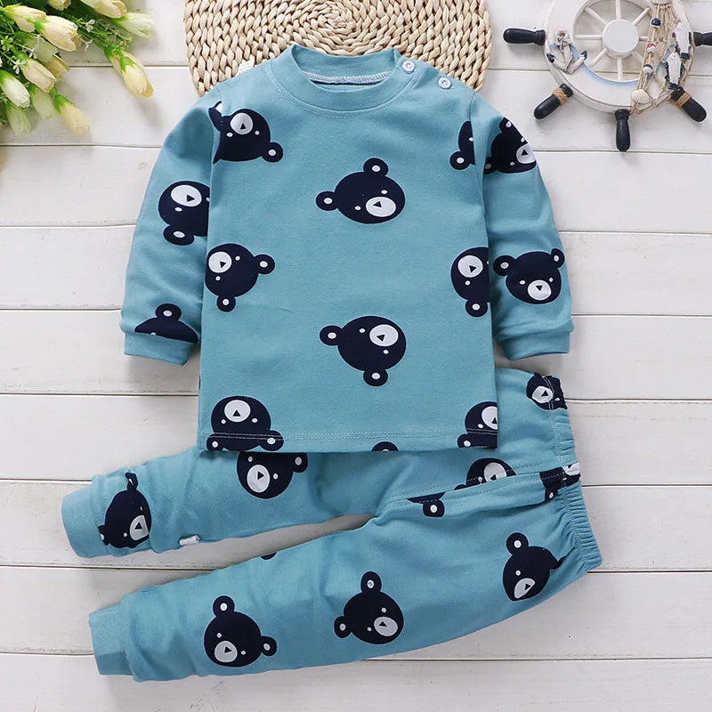 Kids Cotton Clothing Set Unisex Children's Autumn Winter Sleepwear