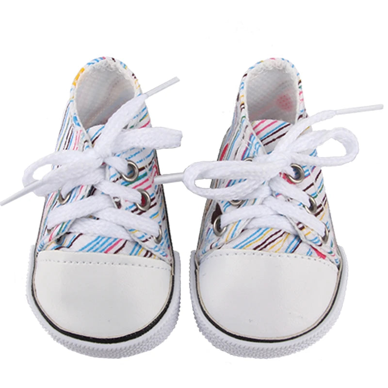 Canvas Cloth 7cm Shoes For 18 Inch American And 43cm New Born Baby