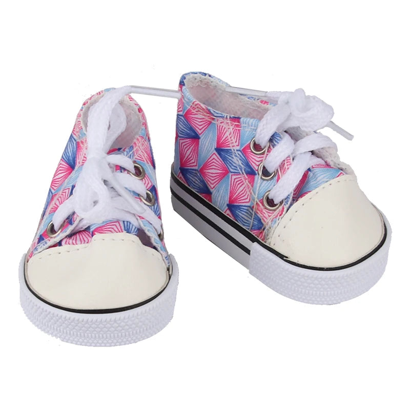 Canvas Cloth 7cm Shoes For 18 Inch American And 43cm New Born Baby