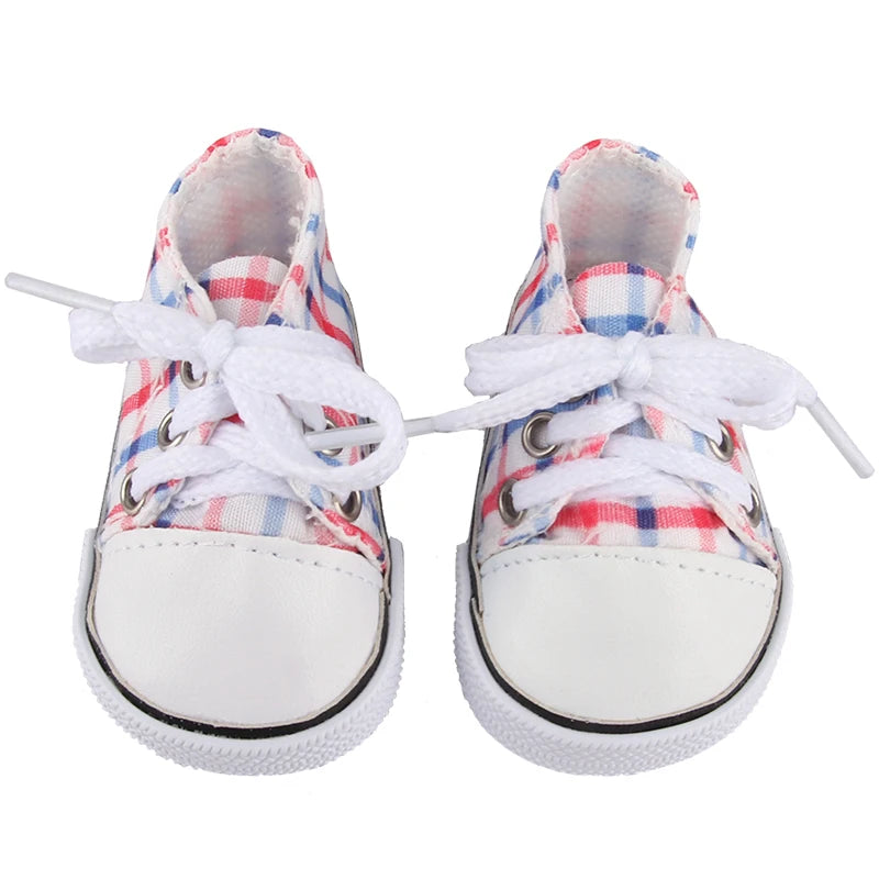 Canvas Cloth 7cm Shoes For 18 Inch American And 43cm New Born Baby