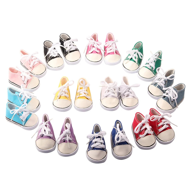 Canvas Cloth 7cm Shoes For 18 Inch American And 43cm New Born Baby