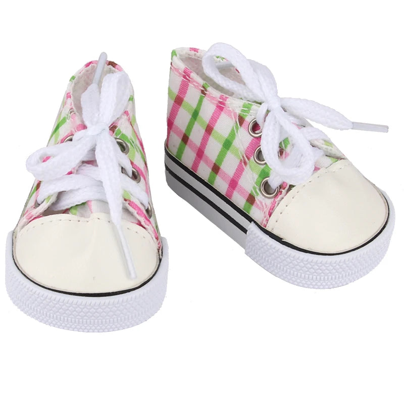 Canvas Cloth 7cm Shoes For 18 Inch American And 43cm New Born Baby