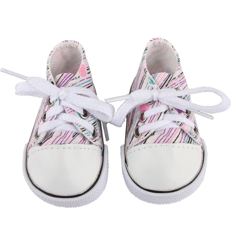 Canvas Cloth 7cm Shoes For 18 Inch American And 43cm New Born Baby