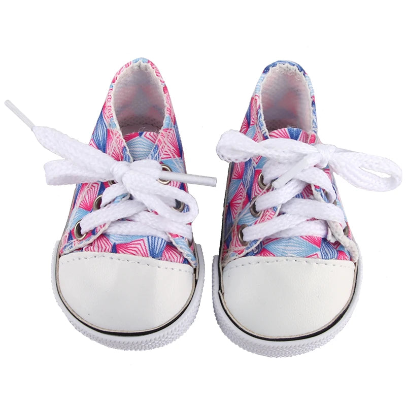 Canvas Cloth 7cm Shoes For 18 Inch American And 43cm New Born Baby