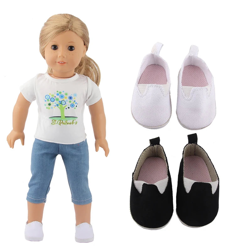 Canvas Cloth 7cm Shoes For 18 Inch American And 43cm New Born Baby