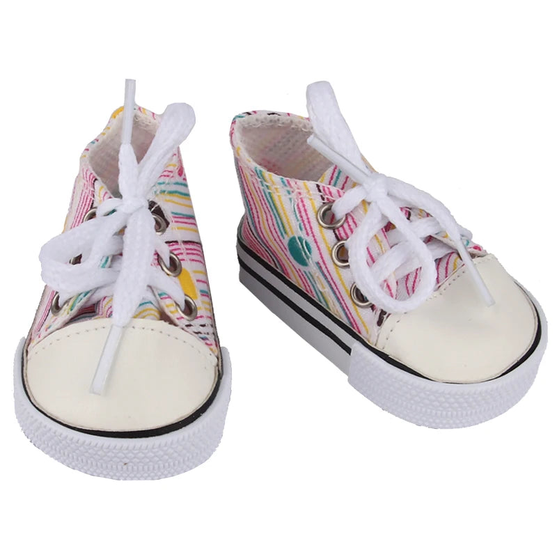 Canvas Cloth 7cm Shoes For 18 Inch American And 43cm New Born Baby