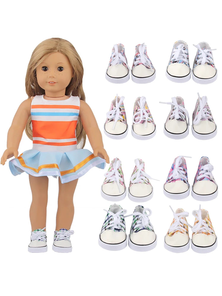 Canvas Cloth 7cm Shoes For 18 Inch American And 43cm New Born Baby