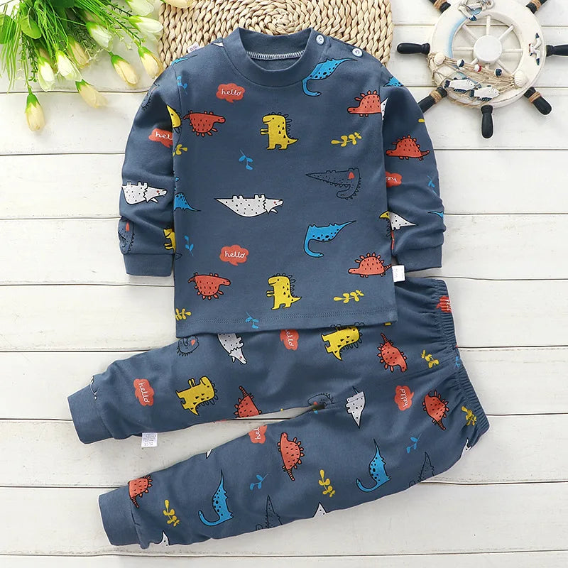 Kids Cotton Clothing Set Unisex Children's Autumn Winter Sleepwear
