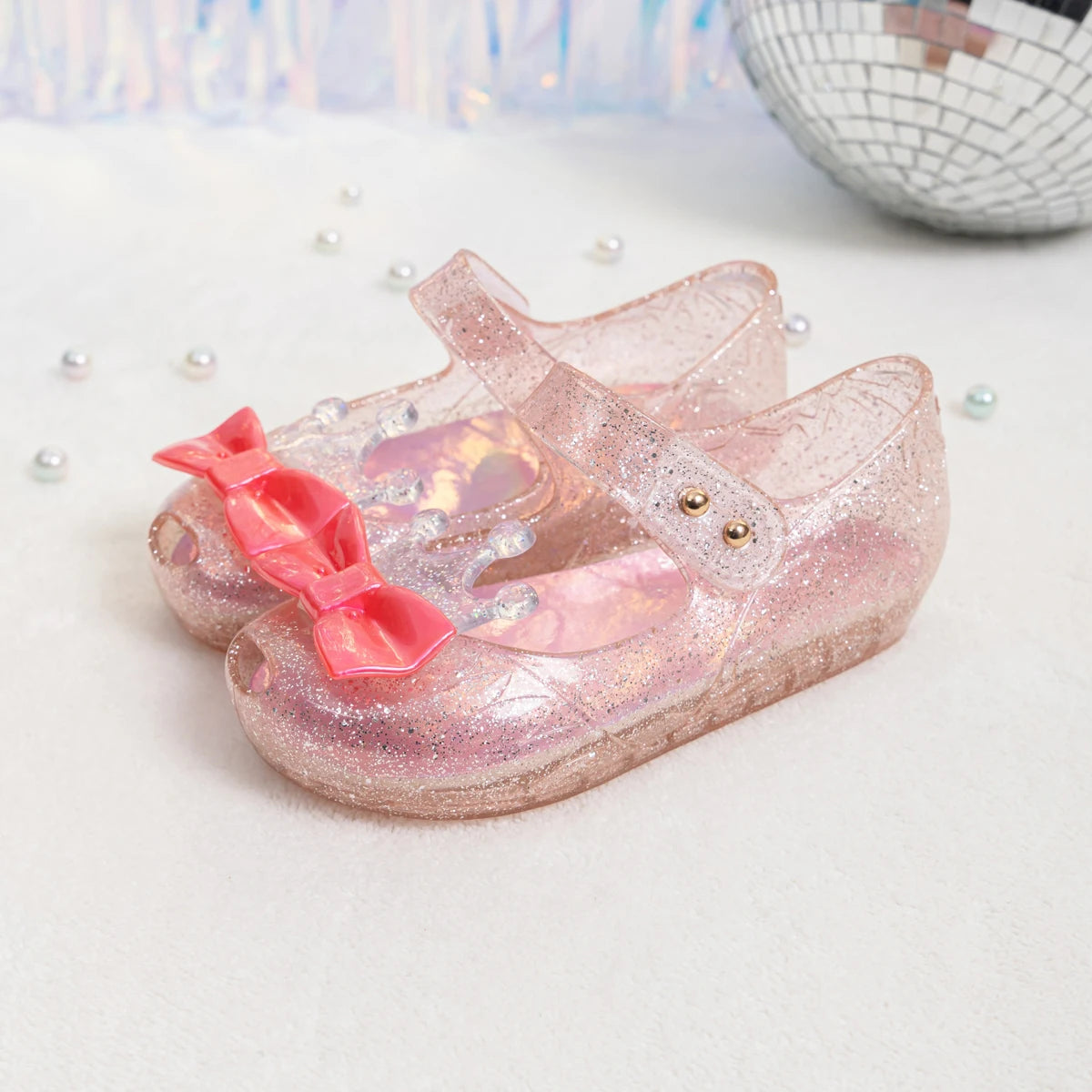New Children's Garden Shoes Pure Color Bright Bow Sandals