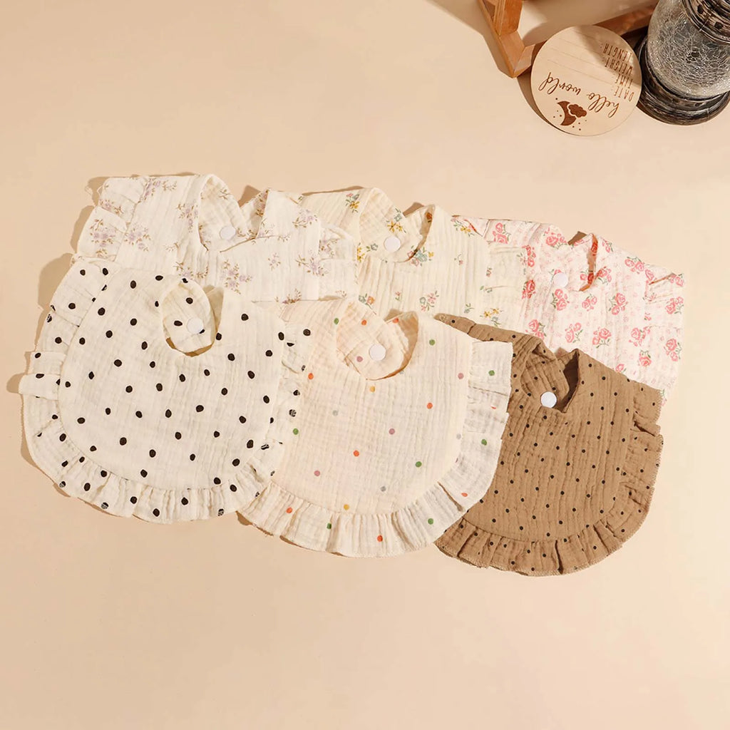 3pcs Baby Cute Ruffle Edge Saliva Towel