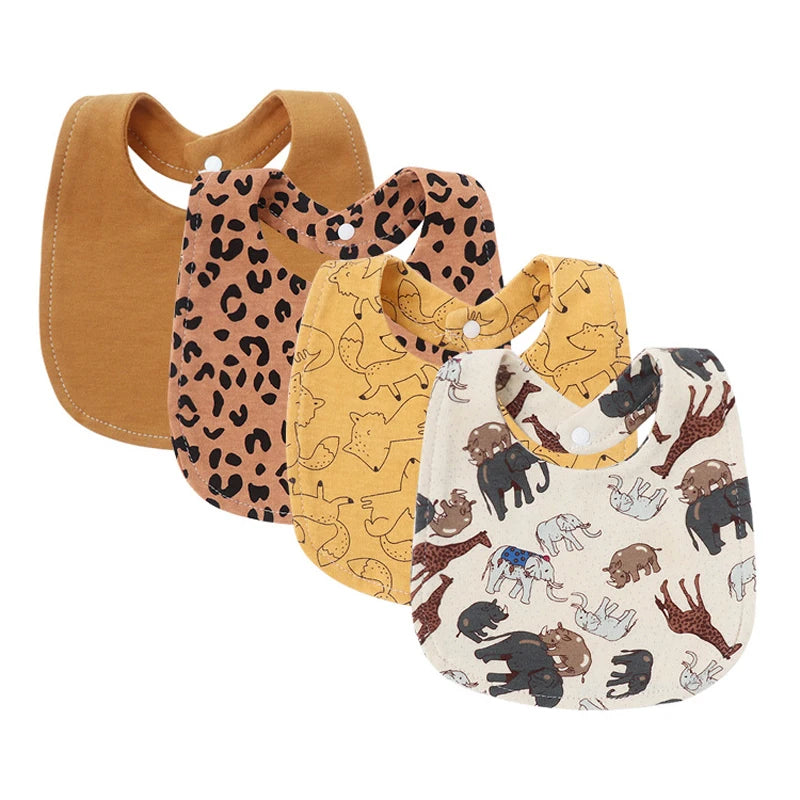 4Pcs Baby Bibs Burp Clothes Cartoon Newborn Saliva Towels