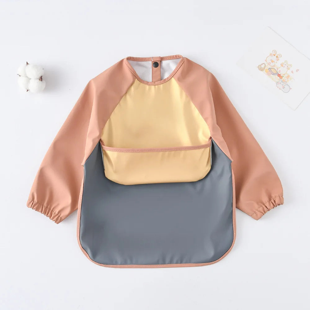 Kids Baby Long Sleeved PU Bibs