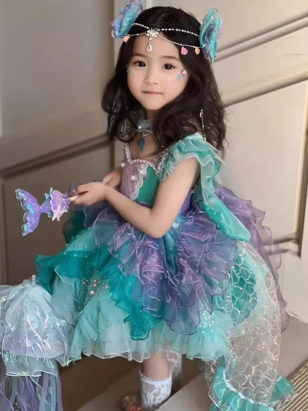 Girls Princess Dress Heart Neckline