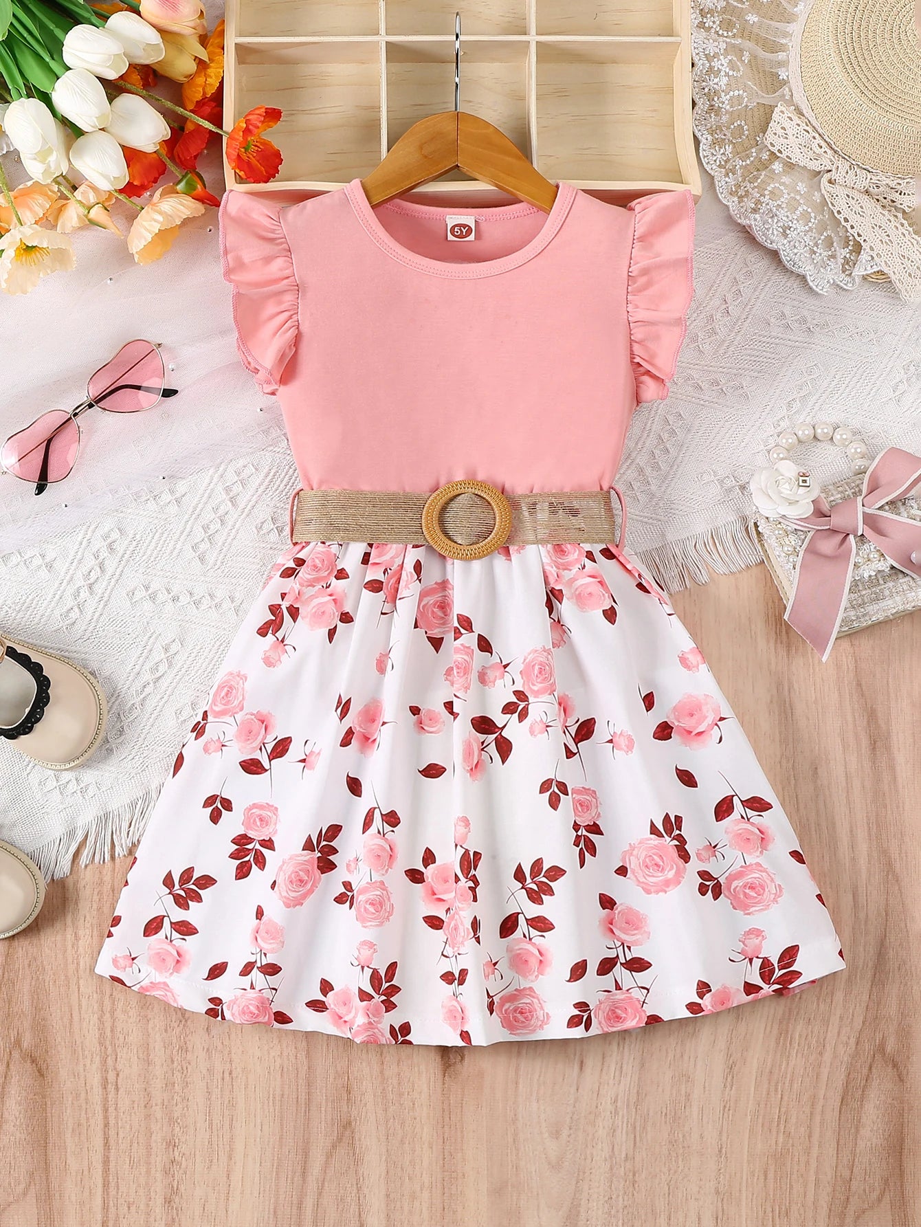 Girl's casual romantic floral dress
