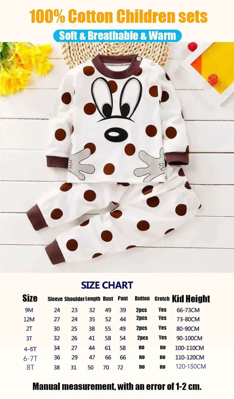 Kids Cotton Clothing Set Unisex Children's Autumn Winter Sleepwear