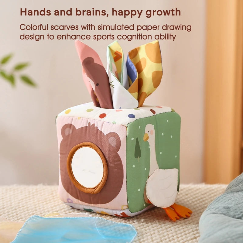 Montessori cloths Toys Magic Cotton Animal Tissue Box