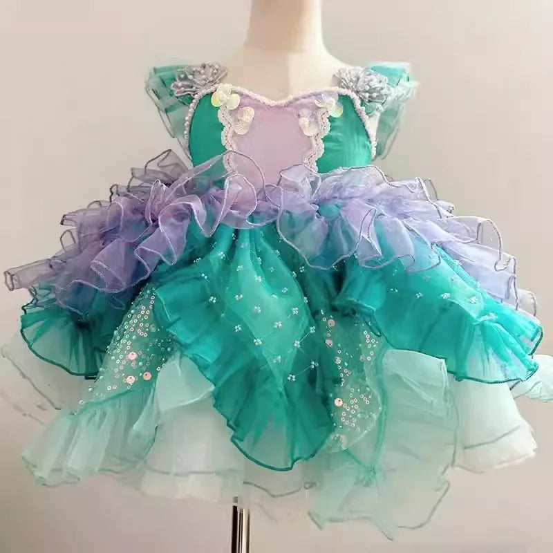 Girls Princess Dress Heart Neckline
