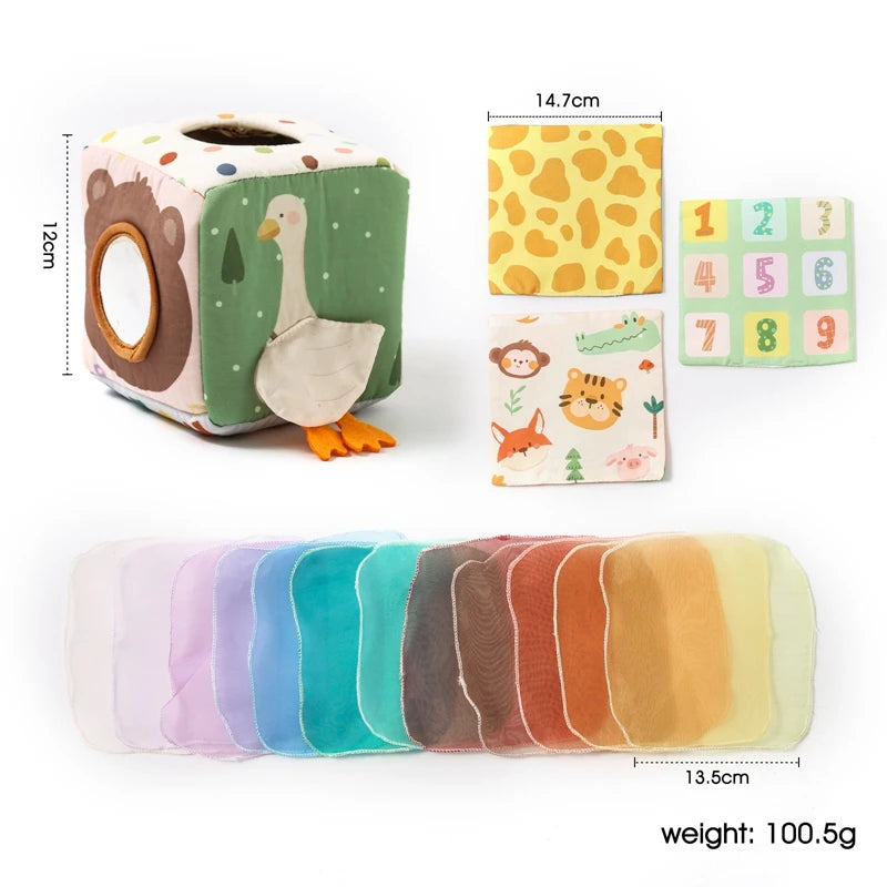 Montessori cloths Toys Magic Cotton Animal Tissue Box