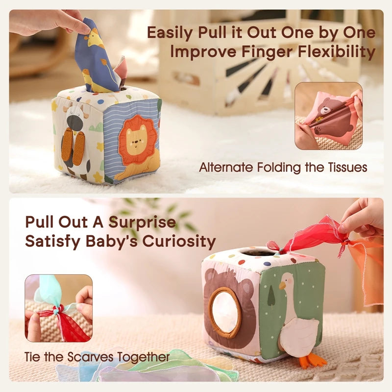 Montessori cloths Toys Magic Cotton Animal Tissue Box