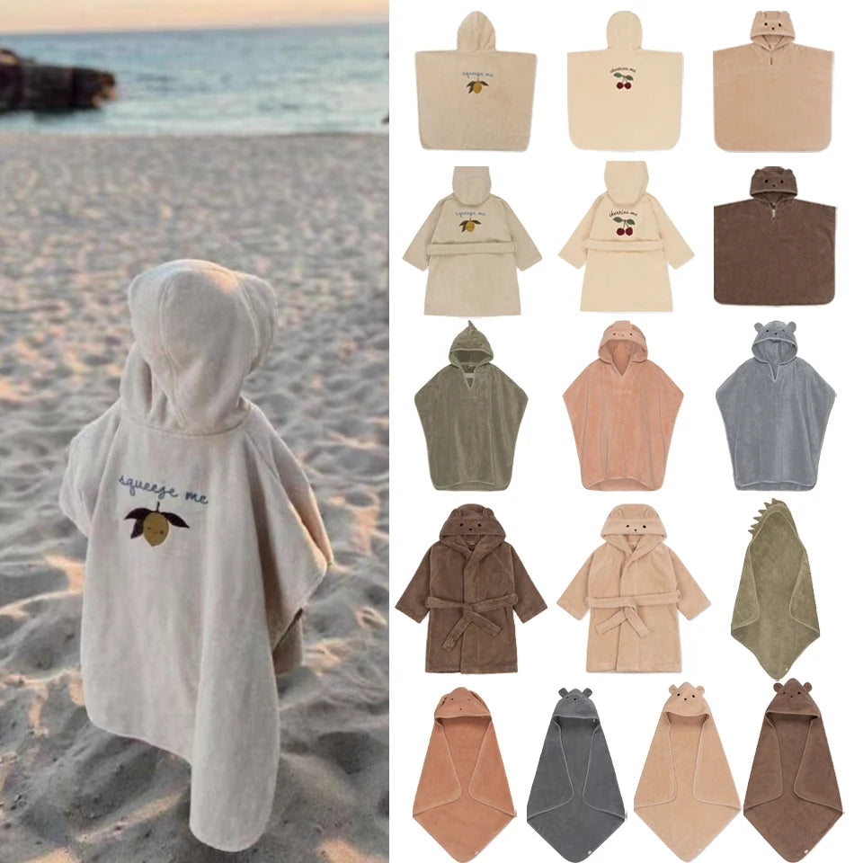 2024 KS Kids Cute Lemon Bathrobe Boys Girl Pajamas Toddler Clothing