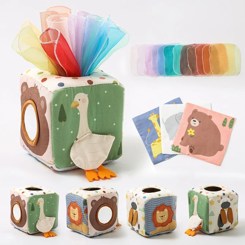Montessori cloths Toys Magic Cotton Animal Tissue Box