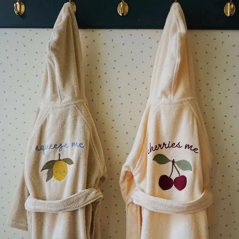 2024 KS Kids Cute Lemon Bathrobe Boys Girl Pajamas Toddler Clothing