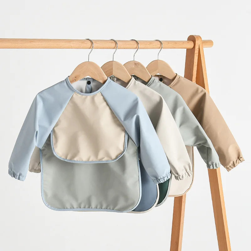 Kids Baby Long Sleeved PU Bibs