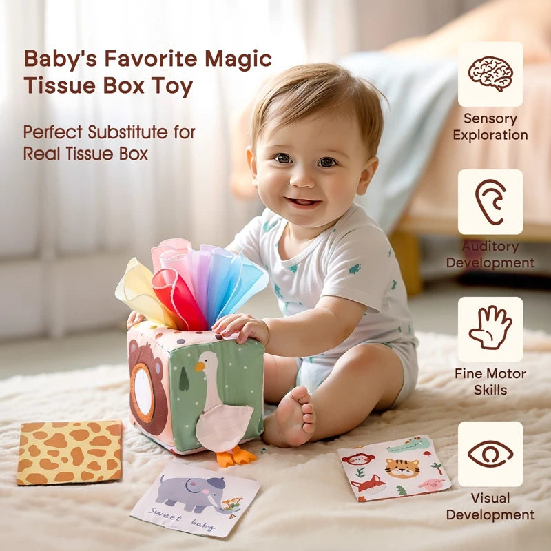 Montessori cloths Toys Magic Cotton Animal Tissue Box