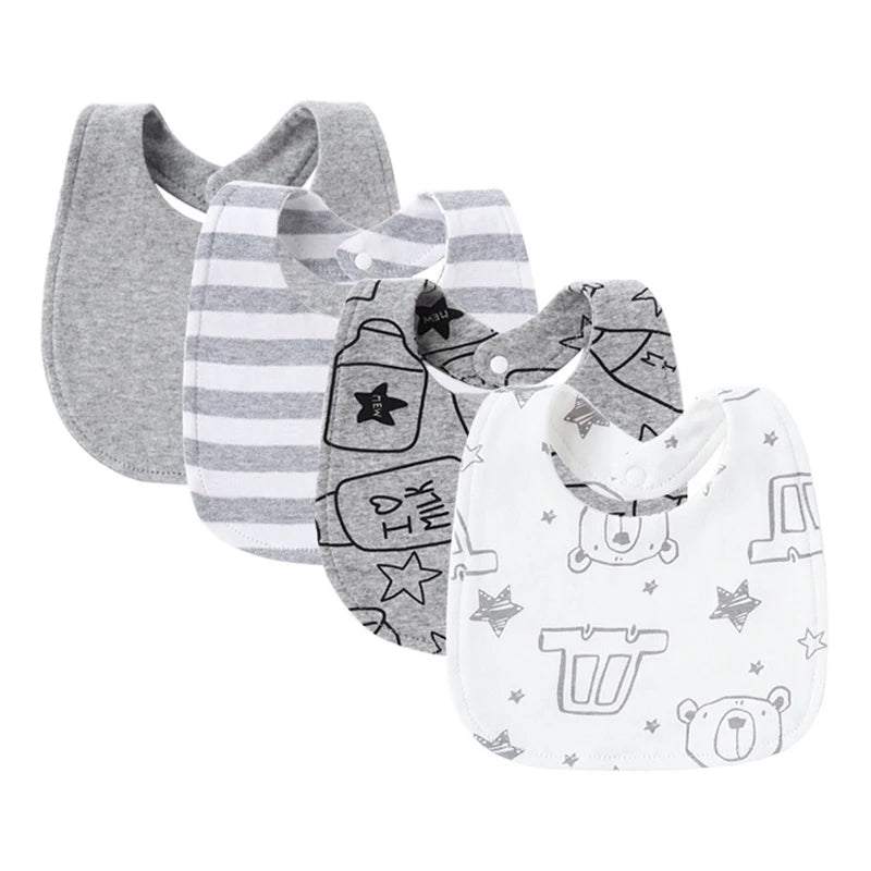 4Pcs Baby Bibs Burp Clothes Cartoon Newborn Saliva Towels