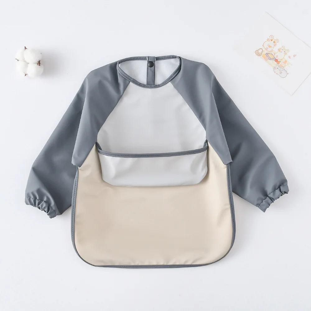 Kids Baby Long Sleeved PU Bibs