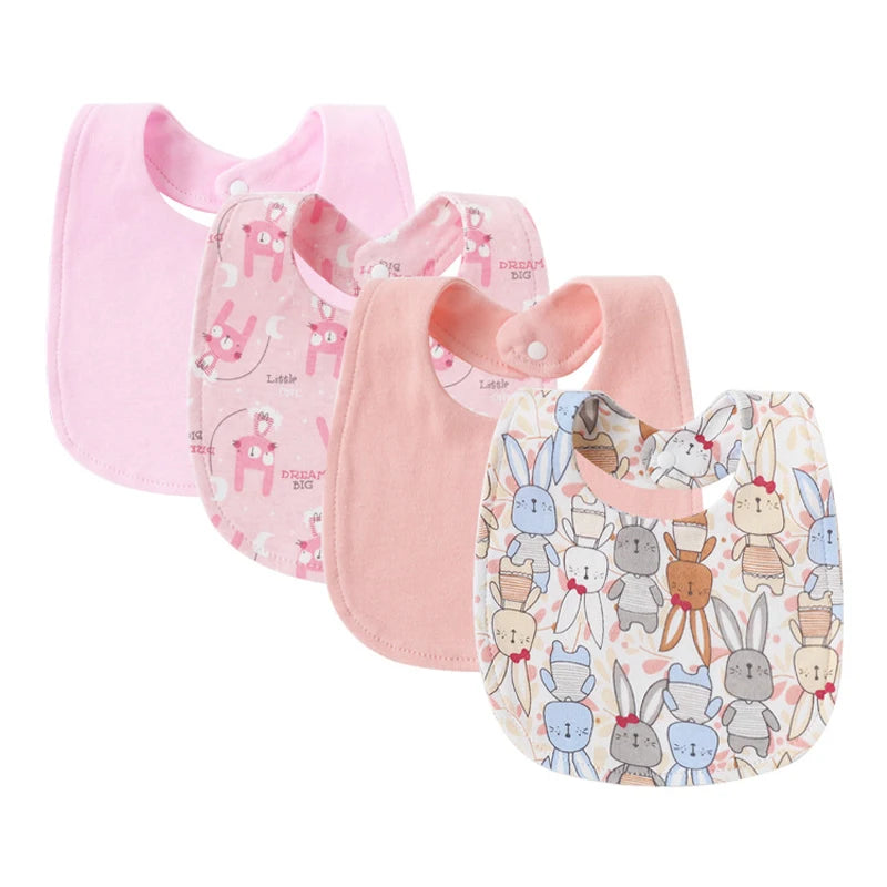 4Pcs Baby Bibs Burp Clothes Cartoon Newborn Saliva Towels