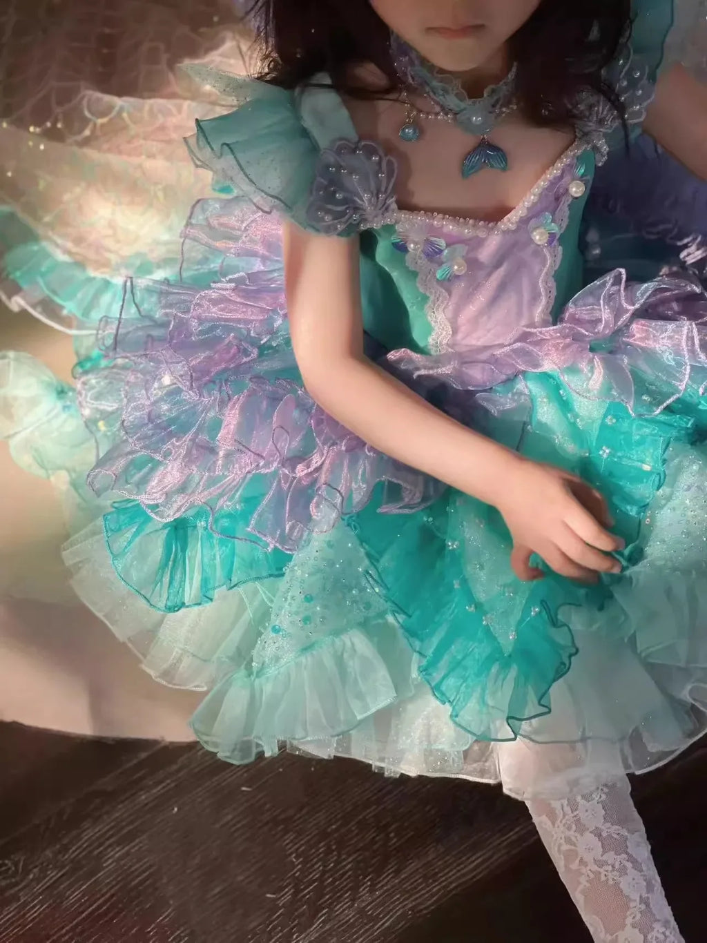 Girls Princess Dress Heart Neckline
