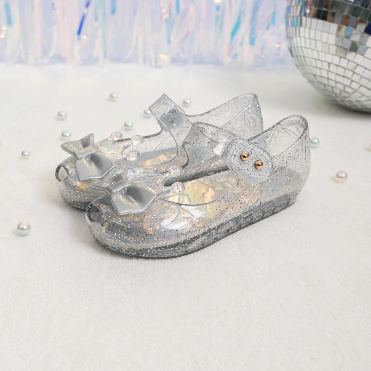 New Children's Garden Shoes Pure Color Bright Bow Sandals