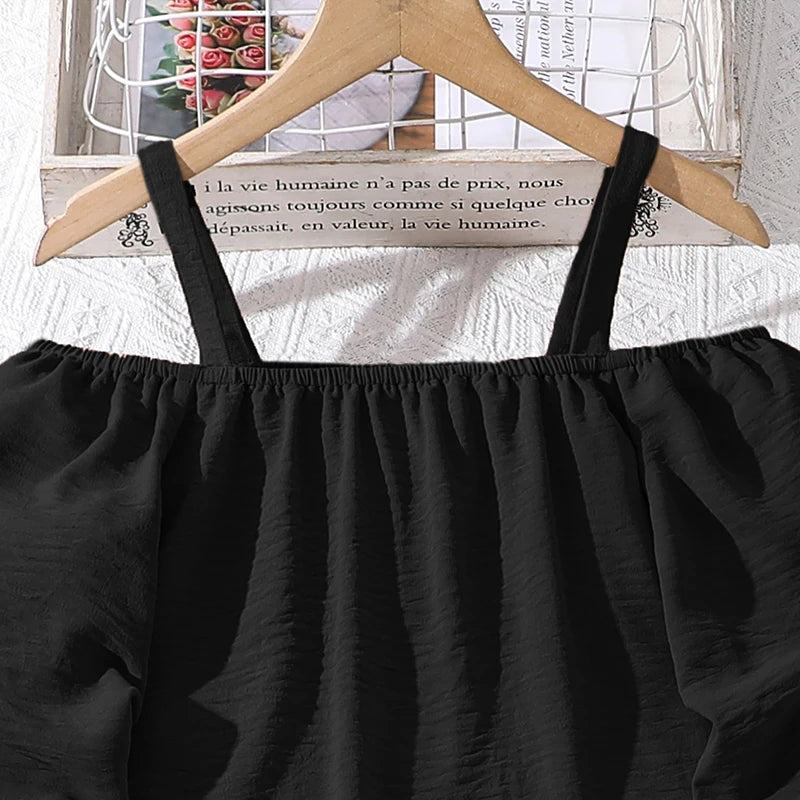 Kids Clothing Sets For Girls Khaki Off-shoulder Long sleeve Top & Stripe Printing Pants