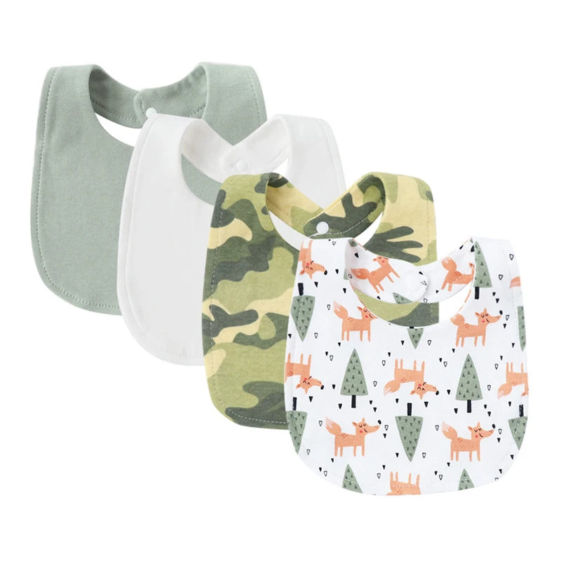 4Pcs Baby Bibs Burp Clothes Cartoon Newborn Saliva Towels