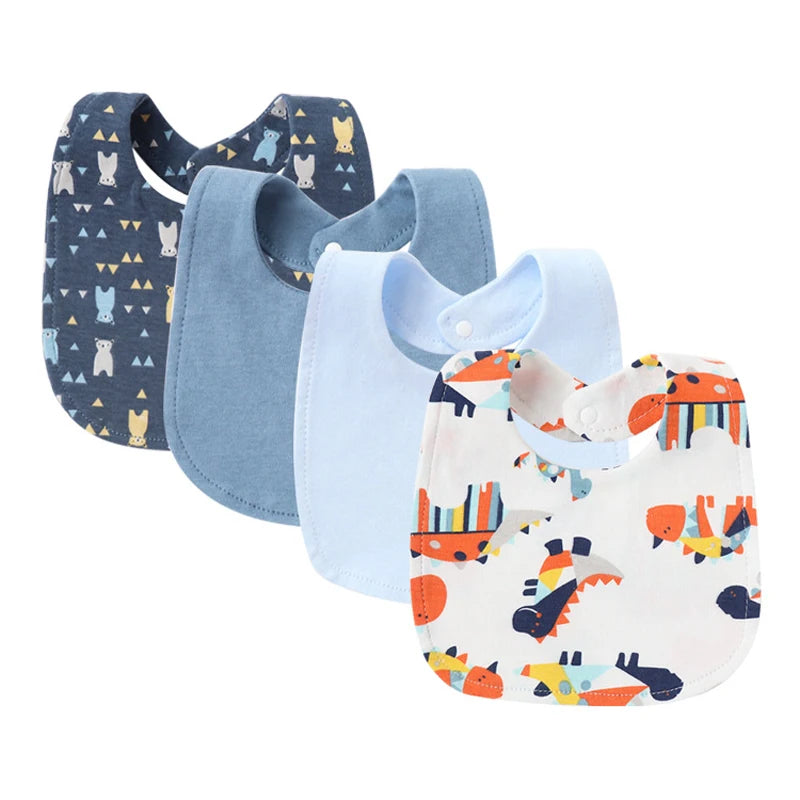 4Pcs Baby Bibs Burp Clothes Cartoon Newborn Saliva Towels