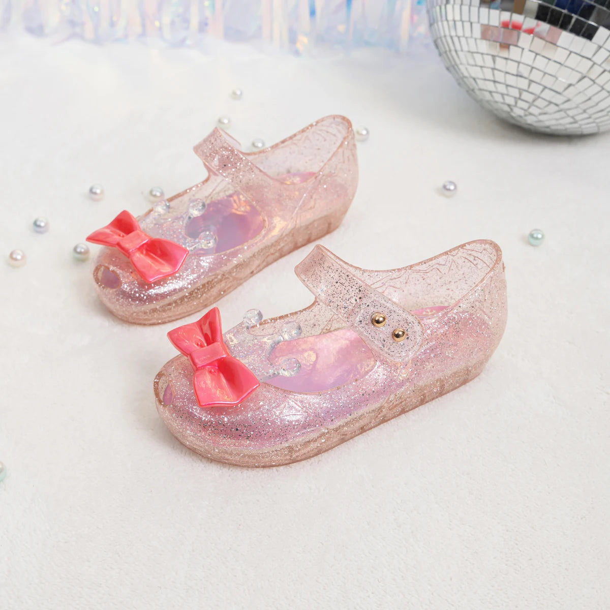 New Children's Garden Shoes Pure Color Bright Bow Sandals