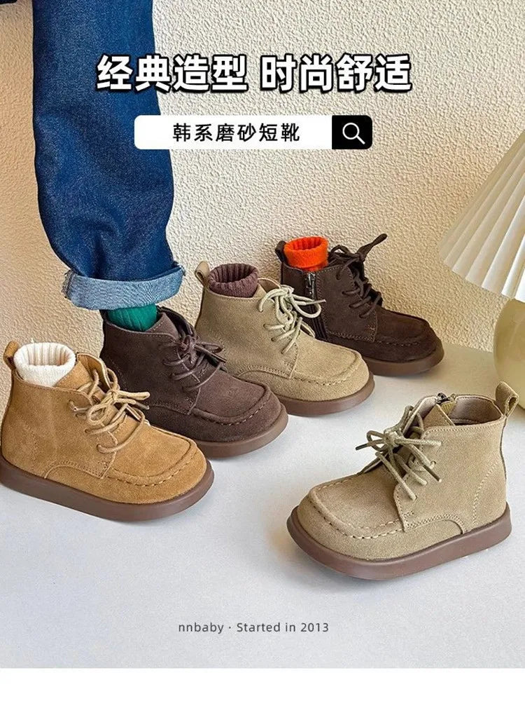 Fashion Kids ankle boot child leather shoes