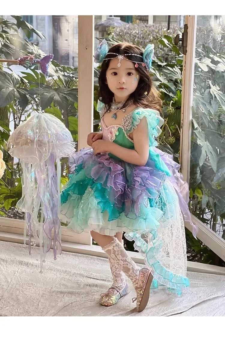 Girls Princess Dress Heart Neckline