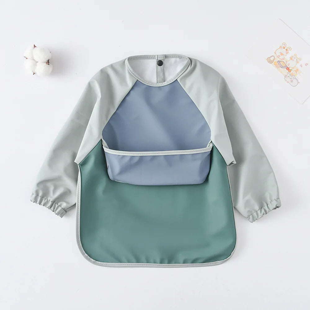Kids Baby Long Sleeved PU Bibs