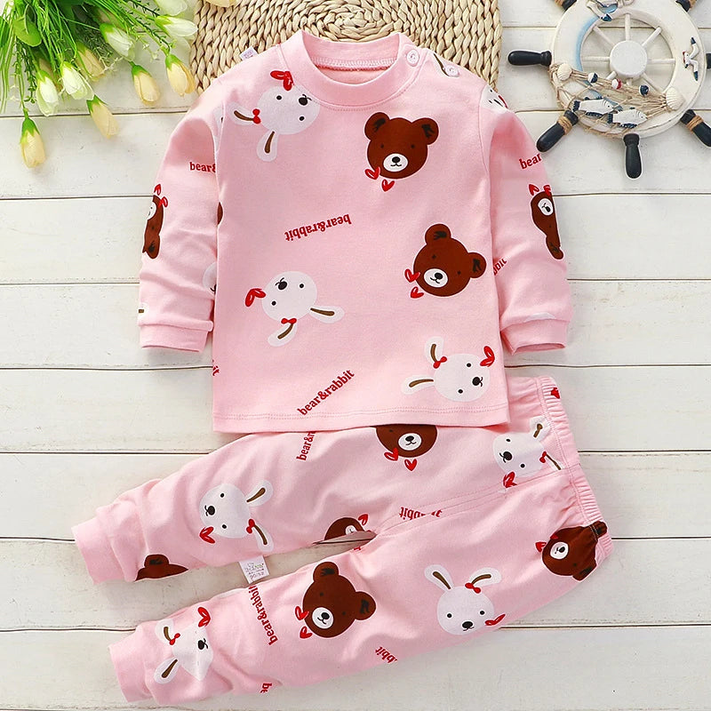 Kids Cotton Clothing Set Unisex Children's Autumn Winter Sleepwear