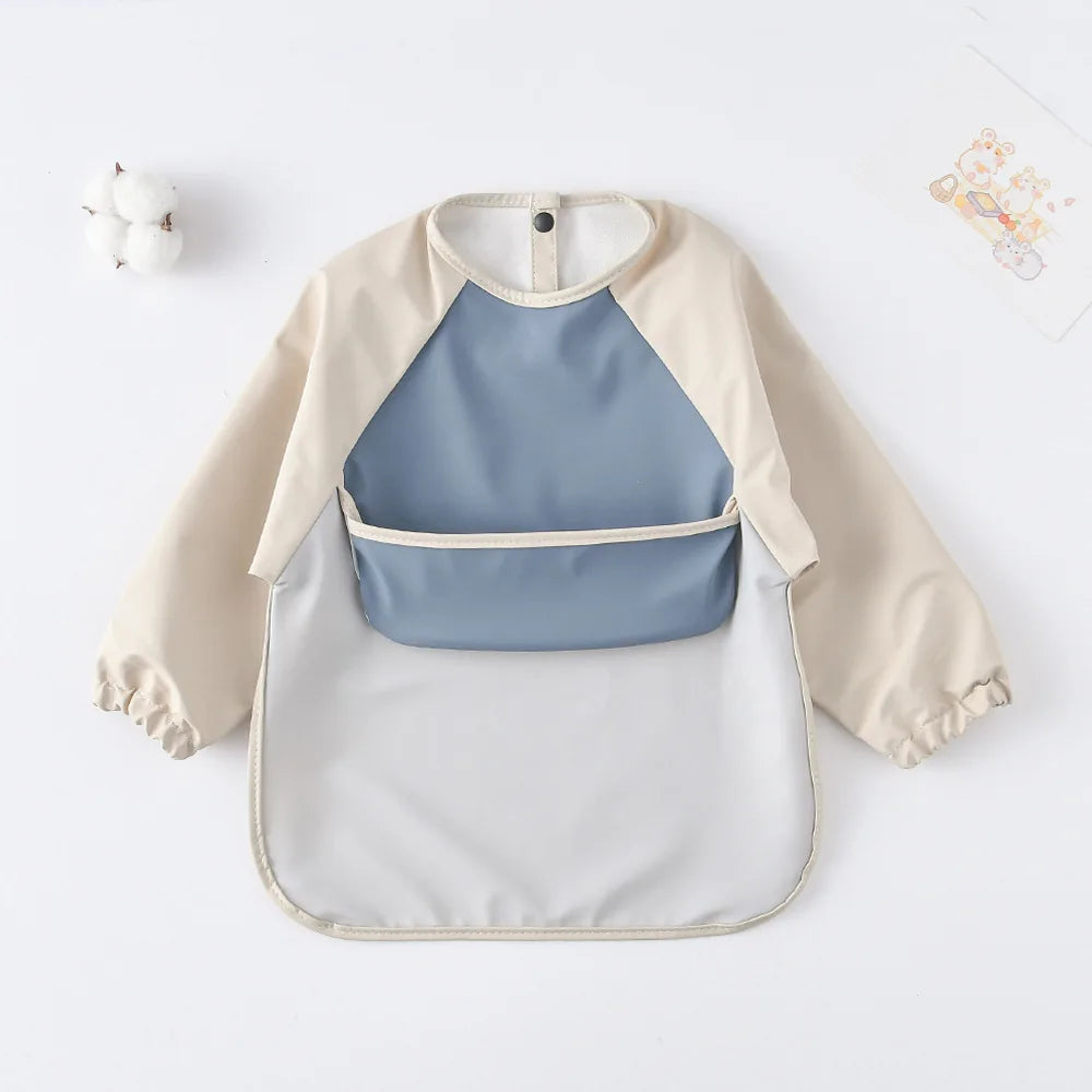 Kids Baby Long Sleeved PU Bibs