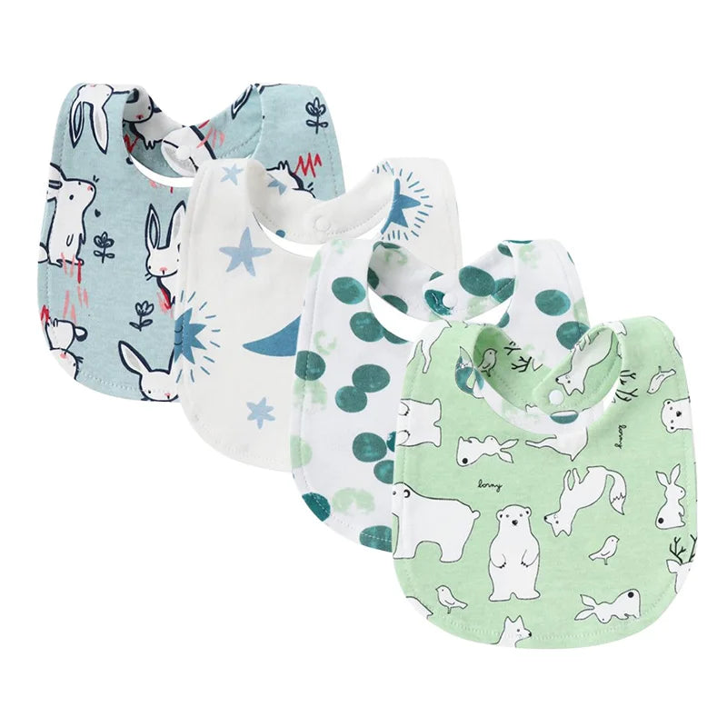 4Pcs Baby Bibs Burp Clothes Cartoon Newborn Saliva Towels