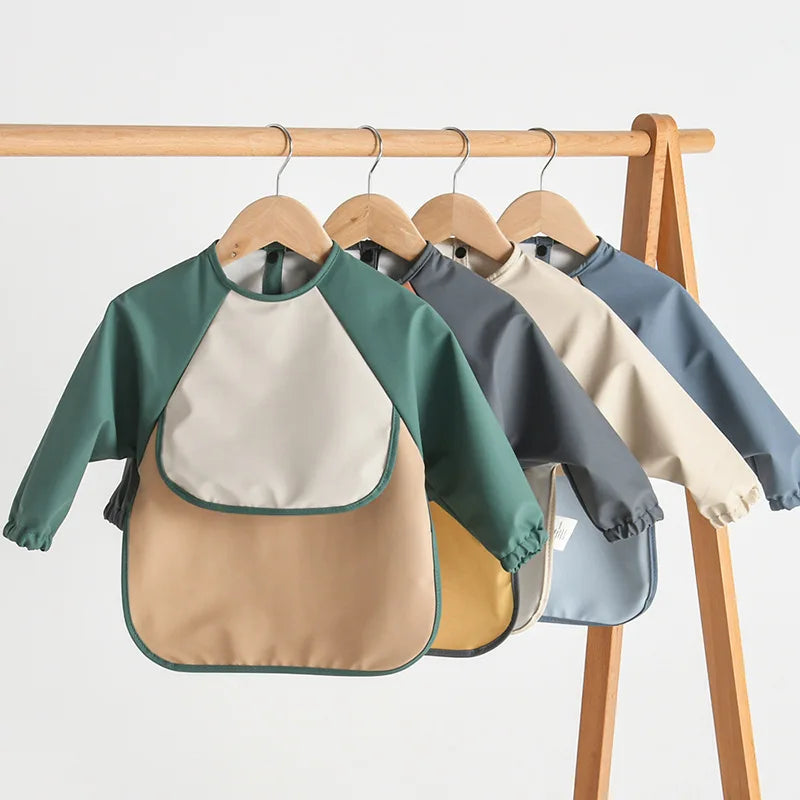 Kids Baby Long Sleeved PU Bibs