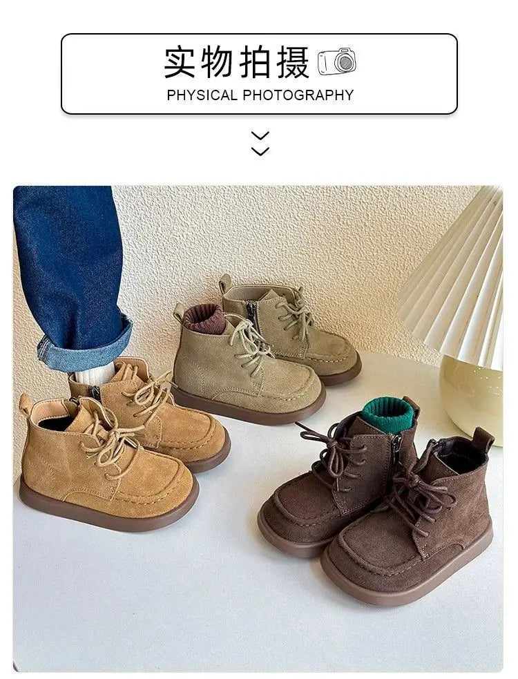 Fashion Kids ankle boot child leather shoes
