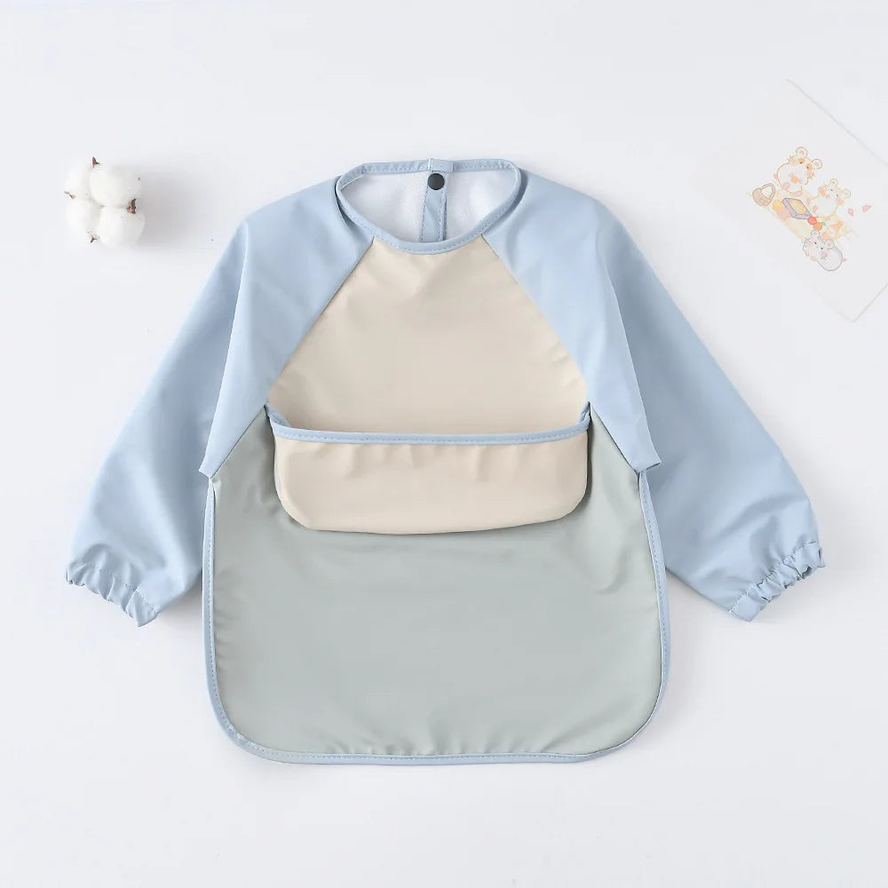 Kids Baby Long Sleeved PU Bibs
