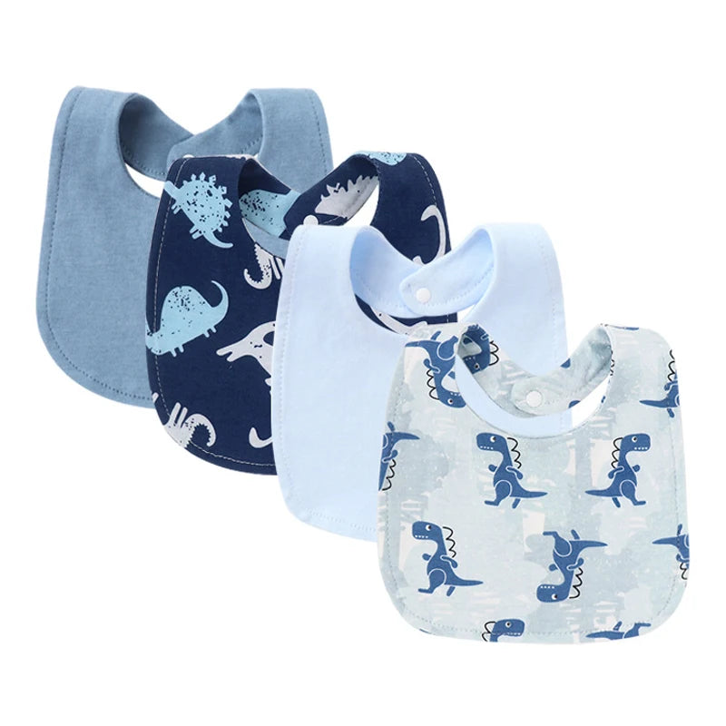 4Pcs Baby Bibs Burp Clothes Cartoon Newborn Saliva Towels